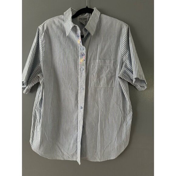 Alfred Dunner Tops - Alfred Dunner Plus Sz 18 Shirt Short Sleeve Floral Embroidery Officecore Casual